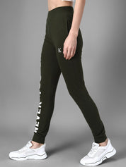 Kotty Women Olive Green & White Printed Joggers