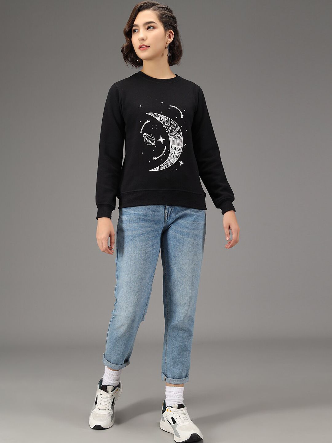 Kotty Women Black Printed Sweatshirt