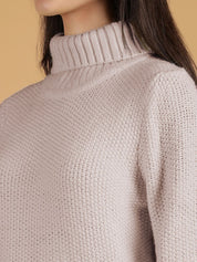 Kotty Women Turtle Neck Ribbed Pullover Sweater