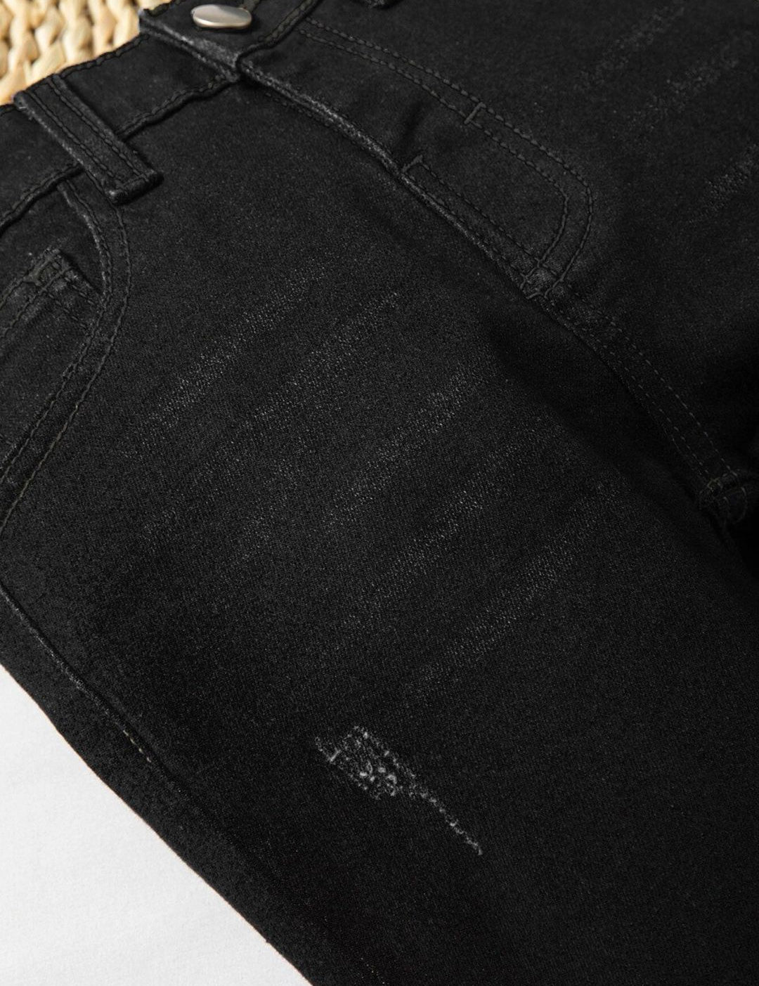 Kotty Boys Black Jean Mildly Distressed Regular Fit Jeans