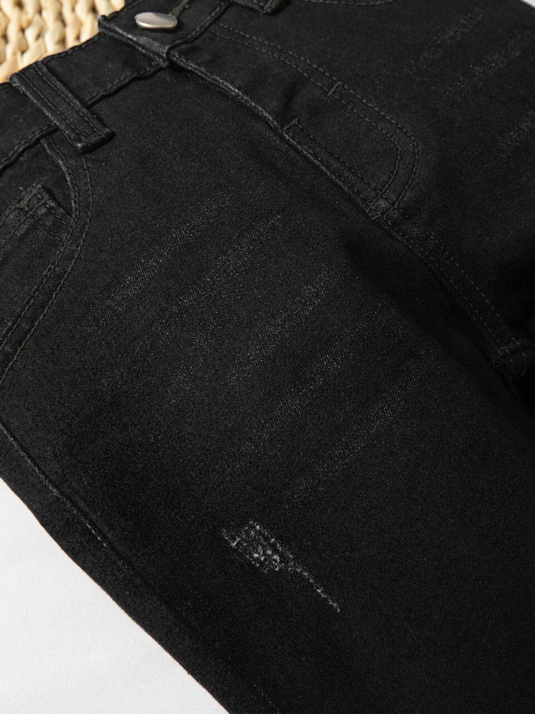 Kotty Boys Black Jean Mildly Distressed Regular Fit Jeans