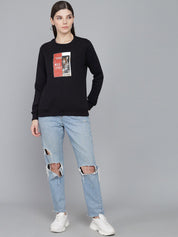 Kotty Women Black Printed Sweatshirt