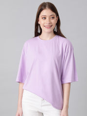 KOTTY Basics Purple Round Neck Oversized T-shirt