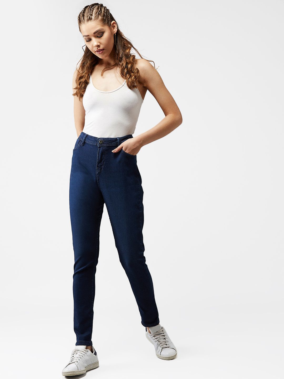 Kotty Women Navy Blue Skinny Fit High-Rise Clean Look Jeans