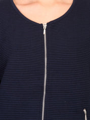 Kotty Women Blue Self Design Open Front Jacket