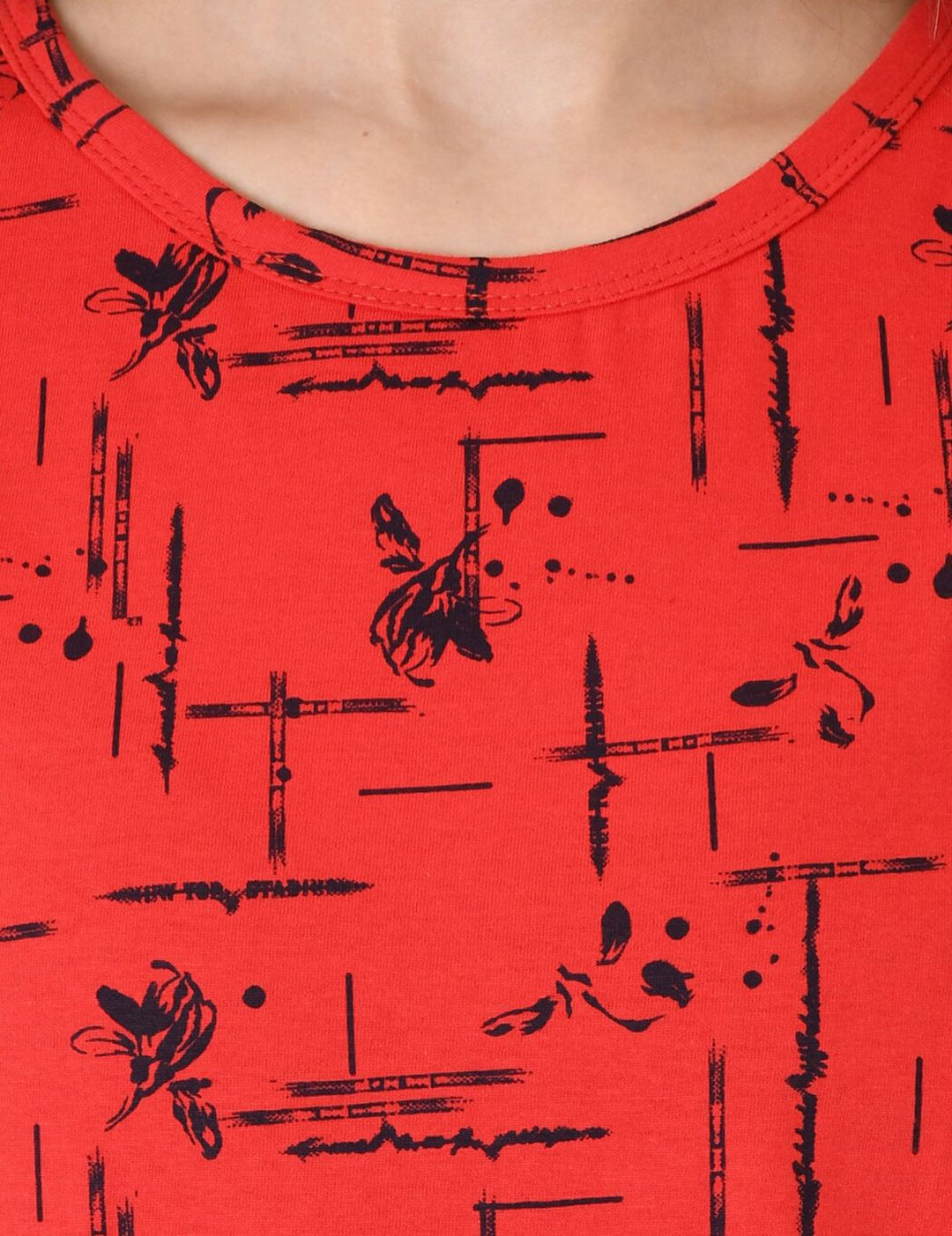 Kotty Women Red Printed Round Neck T-shirt