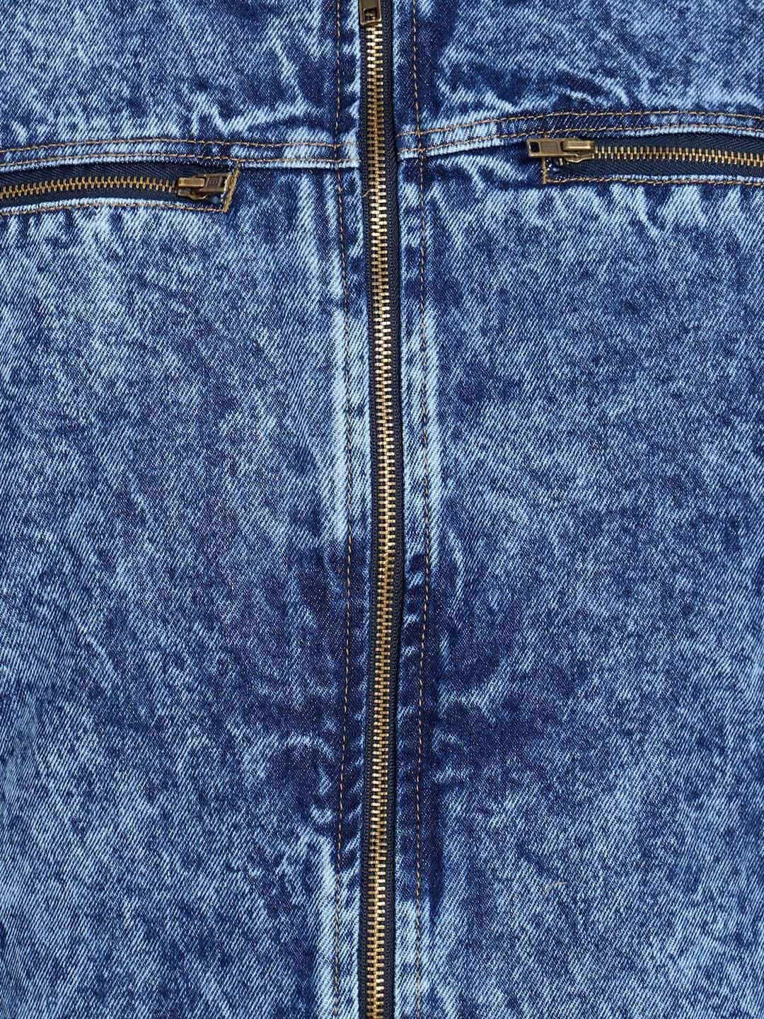 Kotty Men Blue Solid Denim Jacket