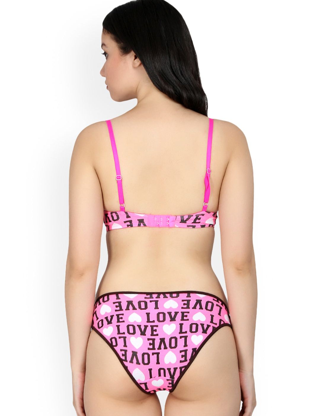 Kotty Women Pink & Black Printed Lingerie Set
