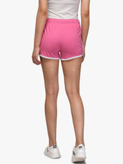 Kotty Women Pink And Blue Colourblocked Regular Fit Hot Pants