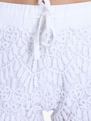 Kotty Women White Self Design Regular Fit Regular Shorts