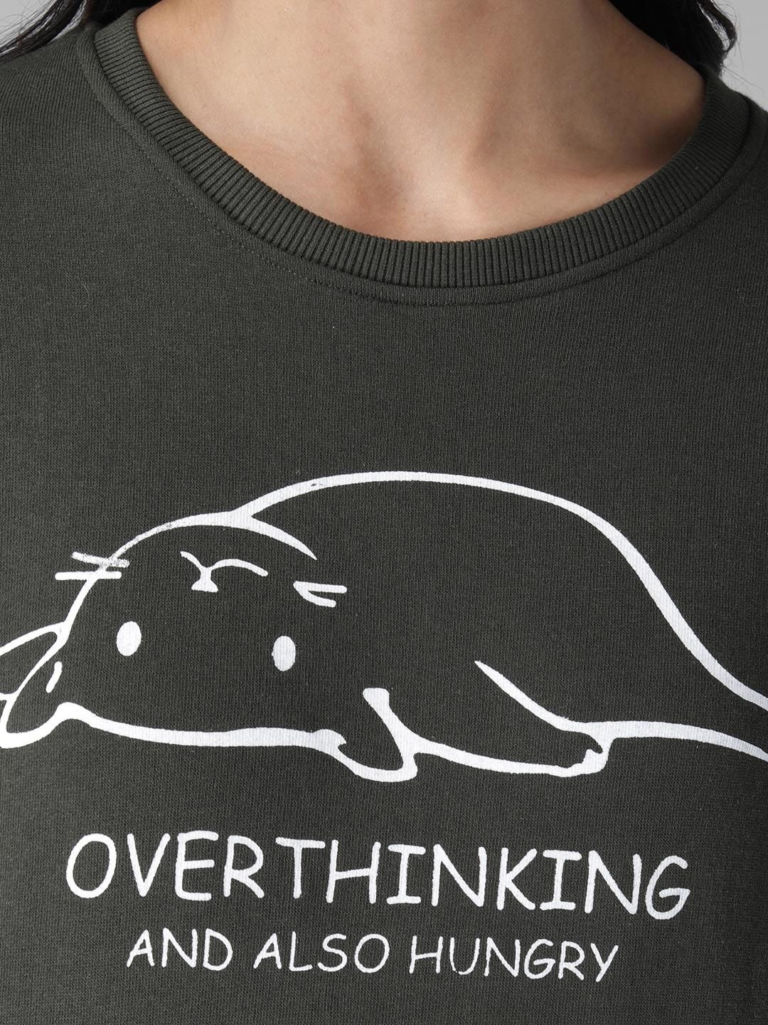 Kotty Women Olive Green Printed Sweatshirt