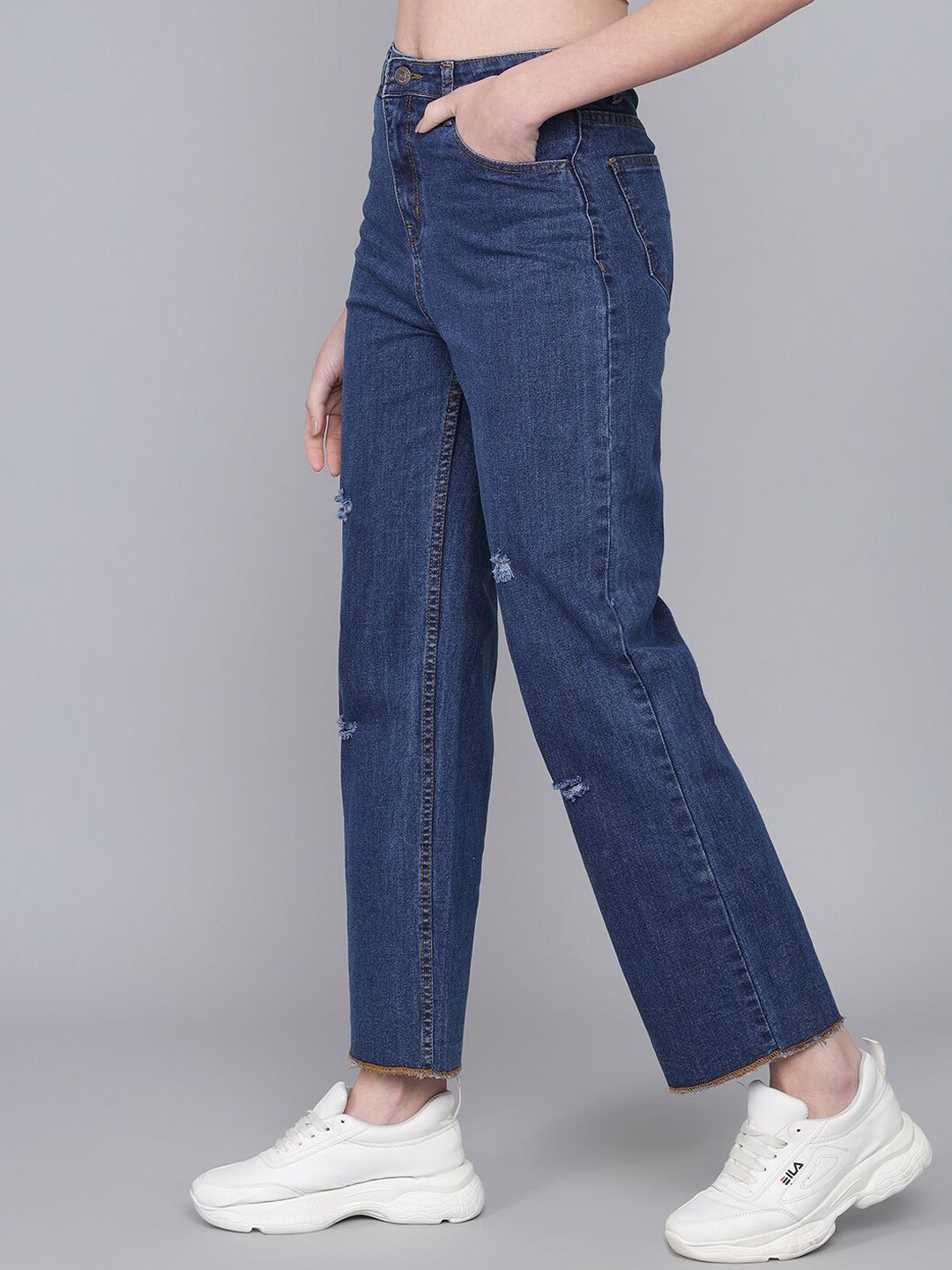 Kotty Women Blue Flared High-Rise Flared Stretchable Jeans