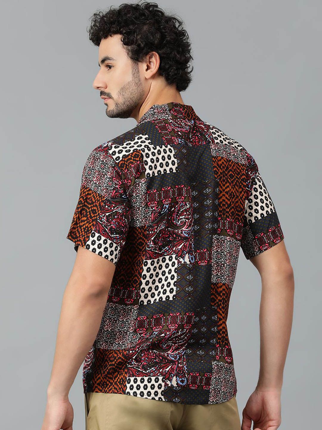 Kotty Men Cuban Collar Ethnic Motifs Printed Casual Shirt