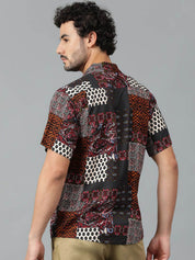 Kotty Men Cuban Collar Ethnic Motifs Printed Casual Shirt