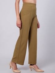 Kotty Women Relaxed Straight Fit High-Rise Easy Wash Trousers