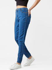 Kotty Women Blue Boyfriend Fit High-Rise Clean Look Jeans