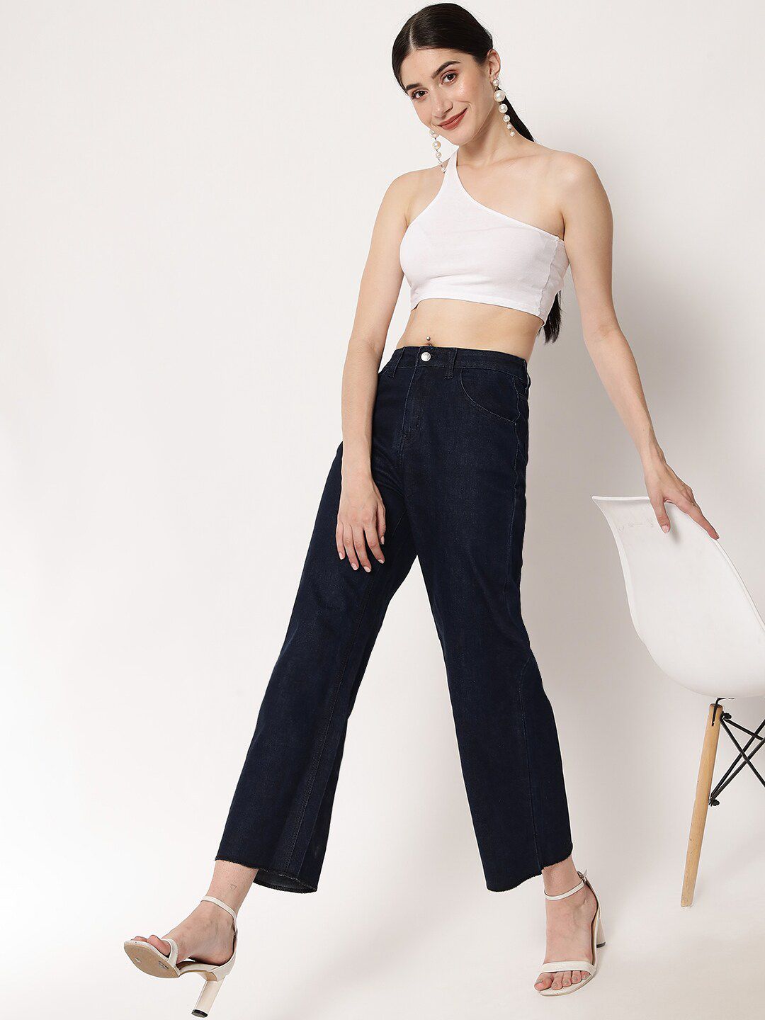 Kotty Women Navy Blue Jean Straight Fit Stretchable Jeans