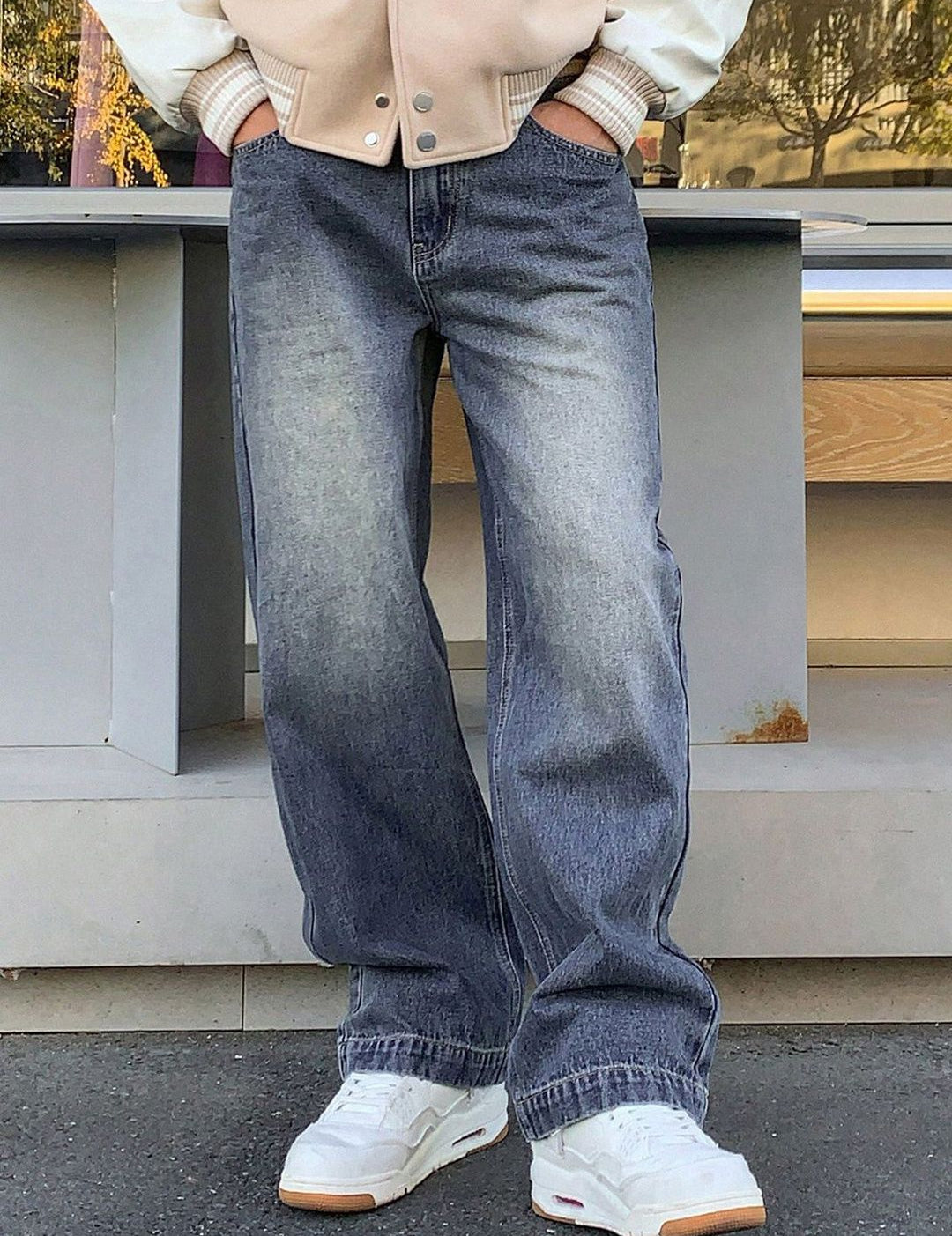 Kotty Men Wide Leg Heavy Fade Stretchable Jeans