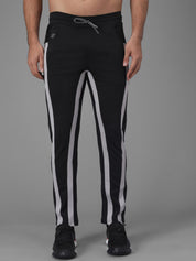 Kotty Men Black And White Striped Track Pant