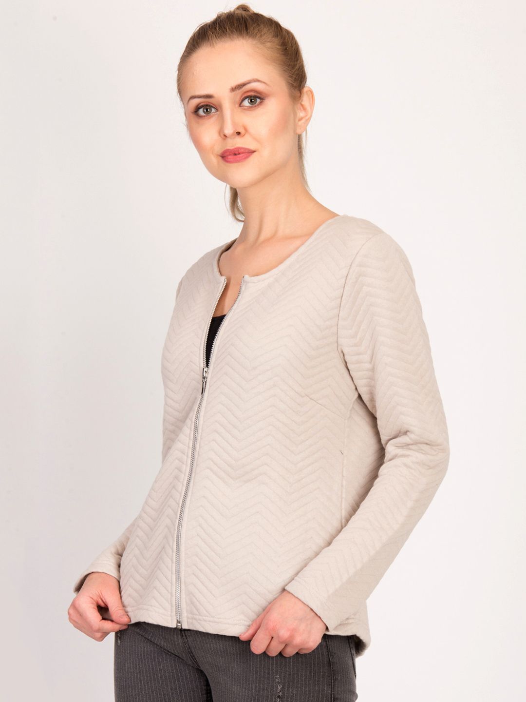 Kotty Women Pink Self Design Open Front Jacket