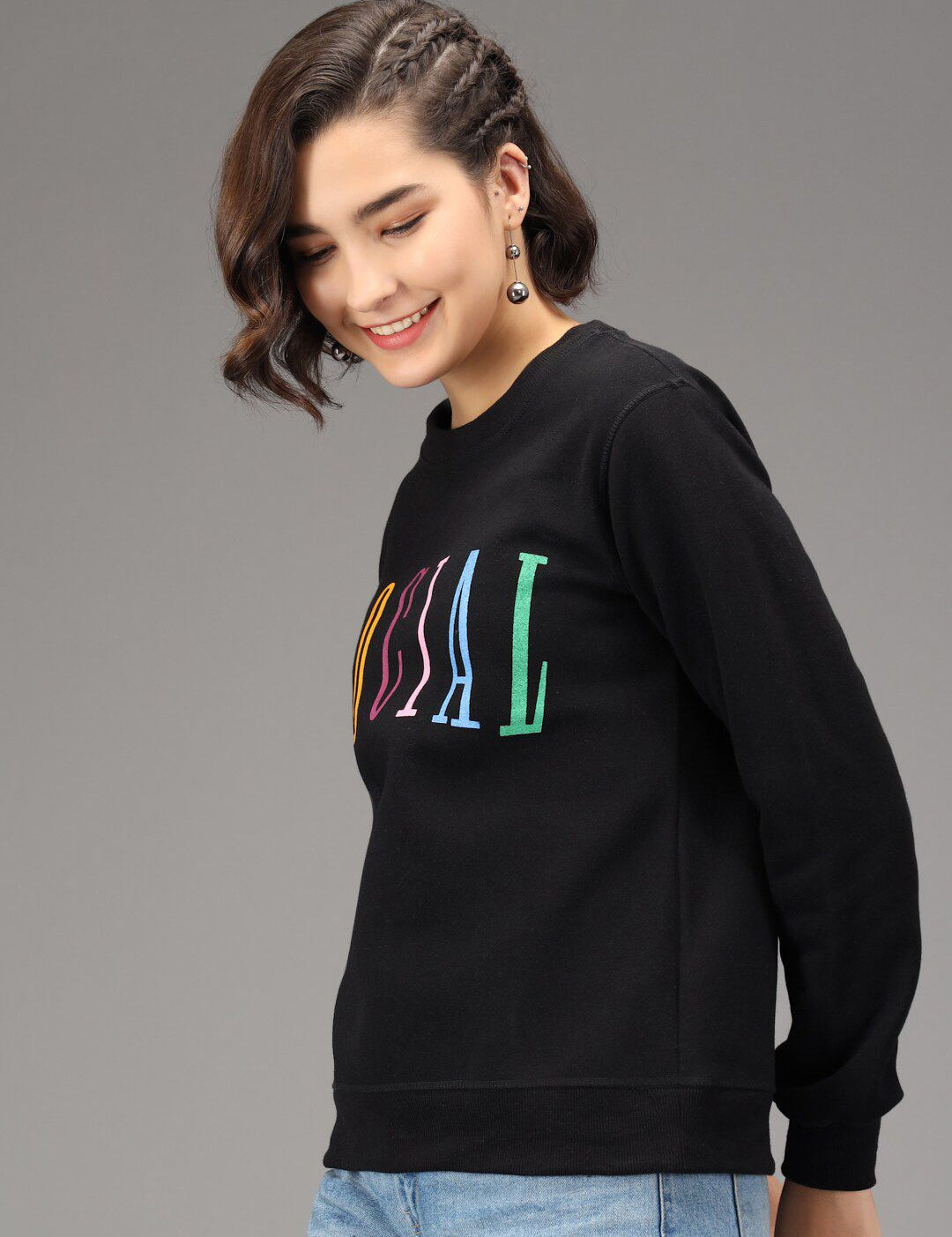 Kotty Women Black Printed Sweatshirt