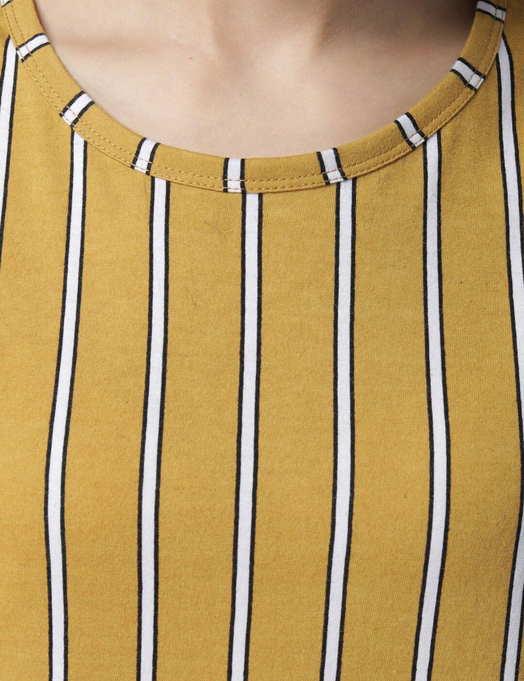 Kotty Women Yellow & White Striped Night Suit