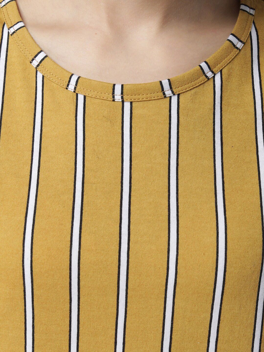 Kotty Women Yellow & White Striped Night Suit