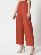 Kotty Women Pink Relaxed Straight Fit High-Rise Easy Wash Pleated Trousers