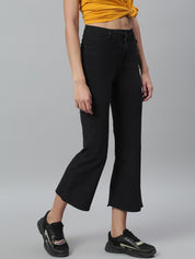 Kotty Women Black Bootcut High-Rise Clean Look Stretchable Jeans