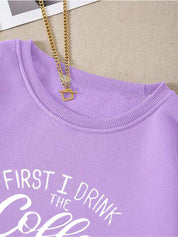 Kotty Typography Printed Round Neck Fleece Pullover Sweatshirt