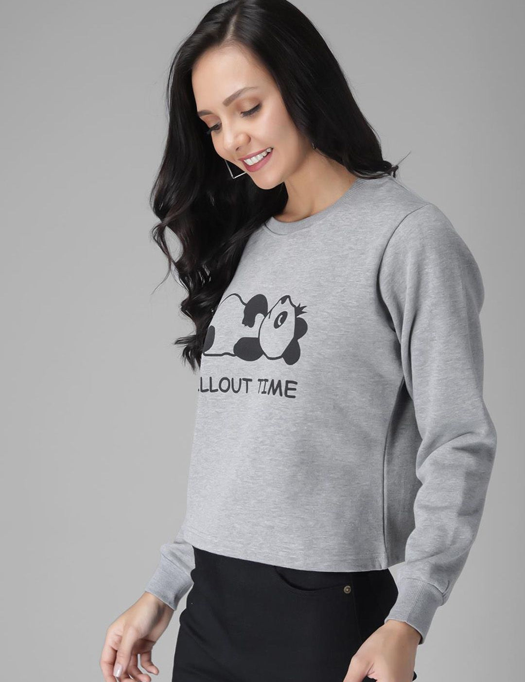 Kotty Women Grey Printed Sweatshirt