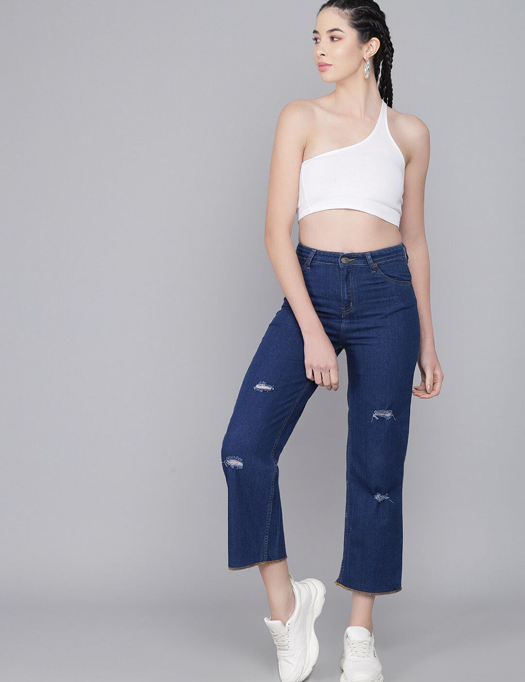 Kotty Women Blue Flared High-Rise Mildly Distressed Jeans