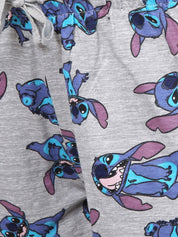 Kotty Women Grey & Blue Printed Lounge Shorts KTTSLEEPSHORTS191