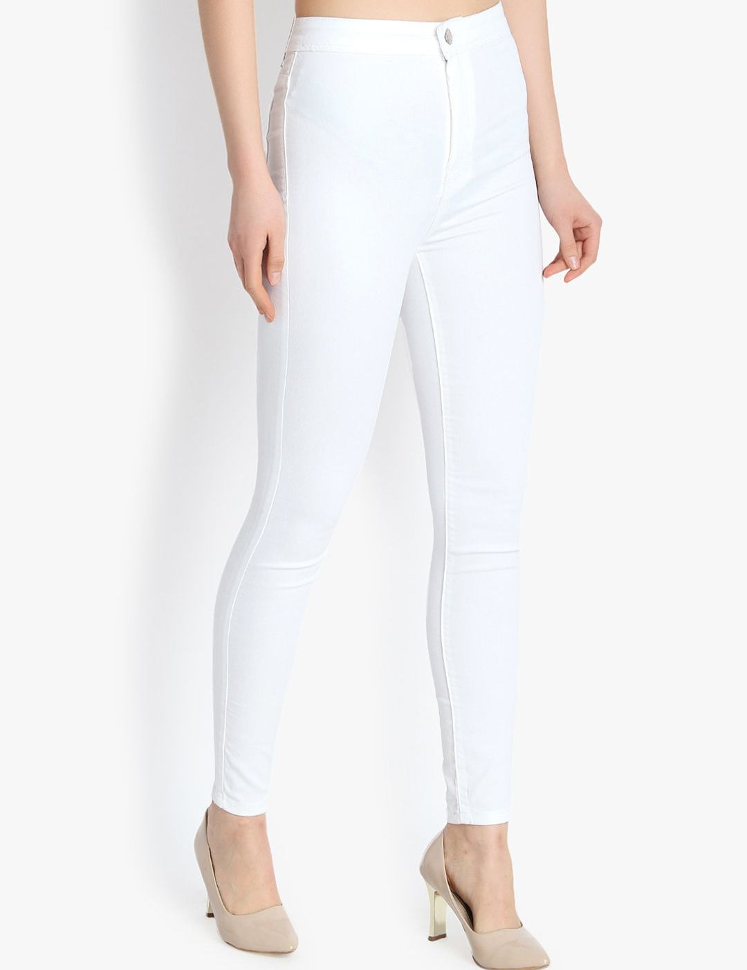 Kotty Women White Skinny Fit High-Rise Clean Look Stretchable Jeans