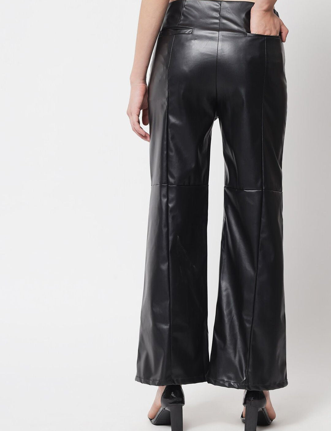 Kotty Women Black Relaxed Flared Low-Rise Trousers