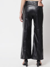 Kotty Women Black Relaxed Flared Low-Rise Trousers