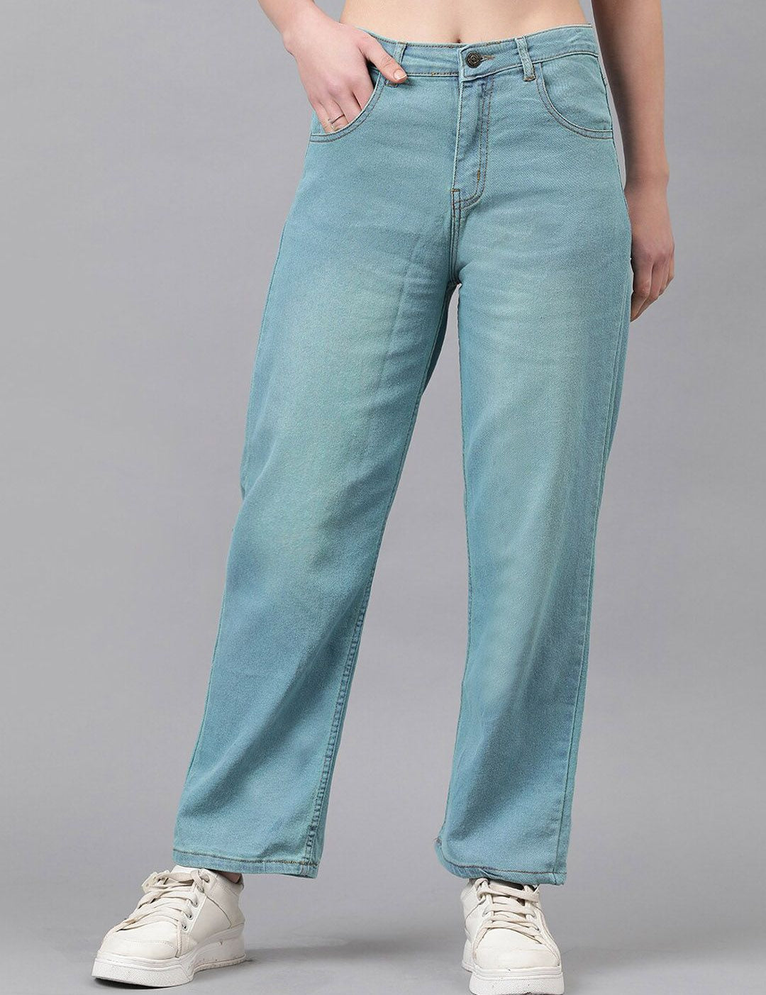 Kotty Women Blue Jean Straight Fit High-Rise Stretchable Jeans