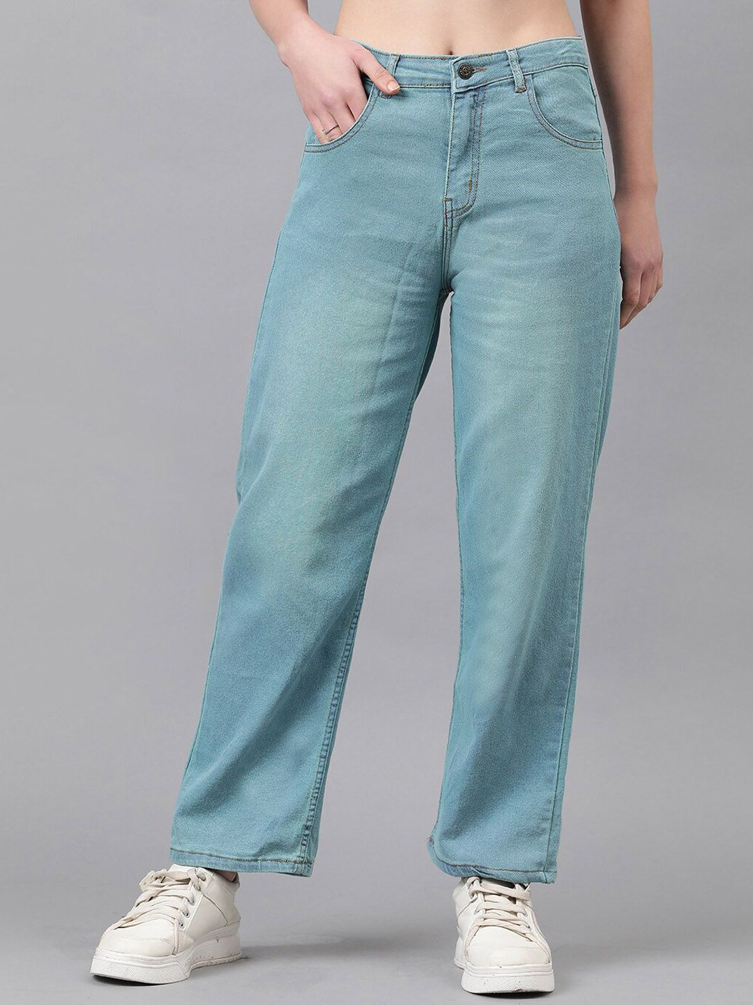 Kotty Women Blue Jean Straight Fit High-Rise Stretchable Jeans