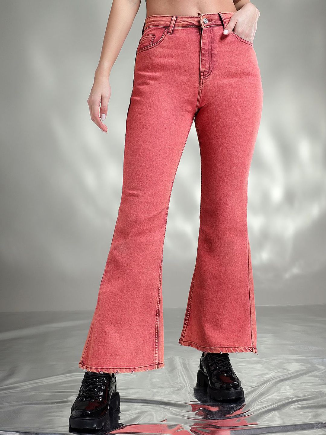 Kotty Women Jean Flared High-Rise Stretchable Jeans