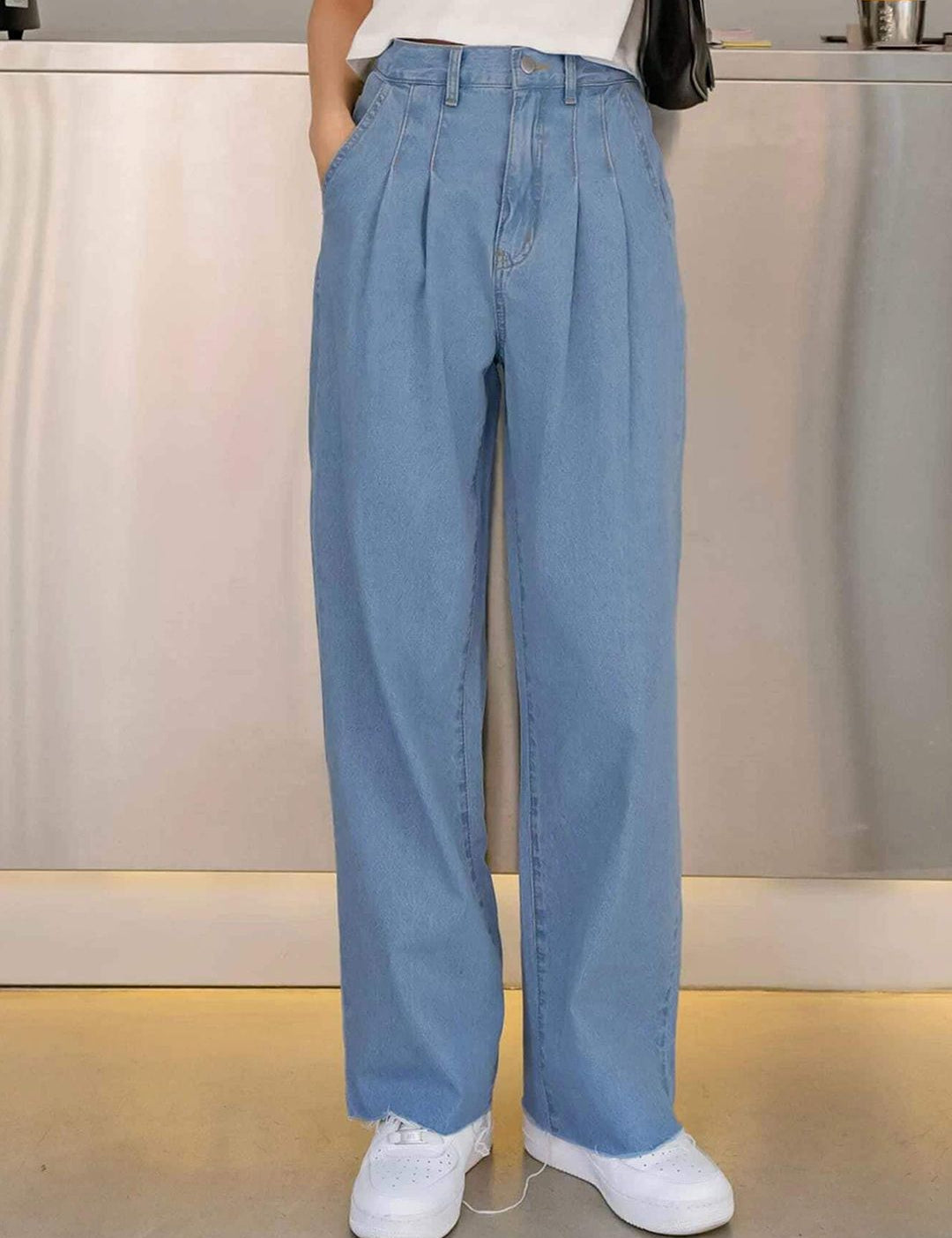 Kotty Women Light Blue Jean Straight Fit High Rise Stretchable Jeans