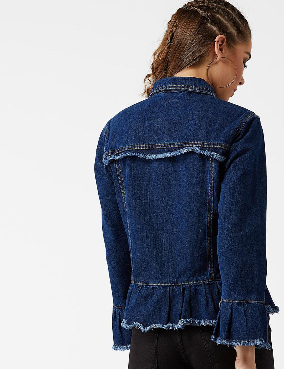 Kotty Women Blue Solid Denim Jacket