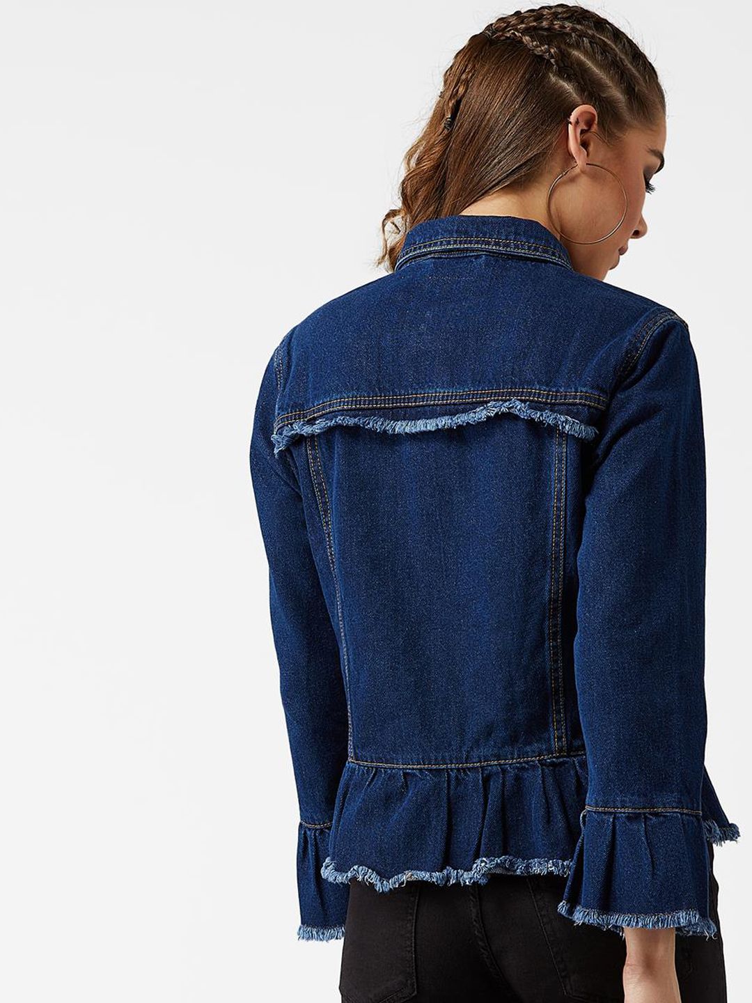 Kotty Women Blue Solid Denim Jacket