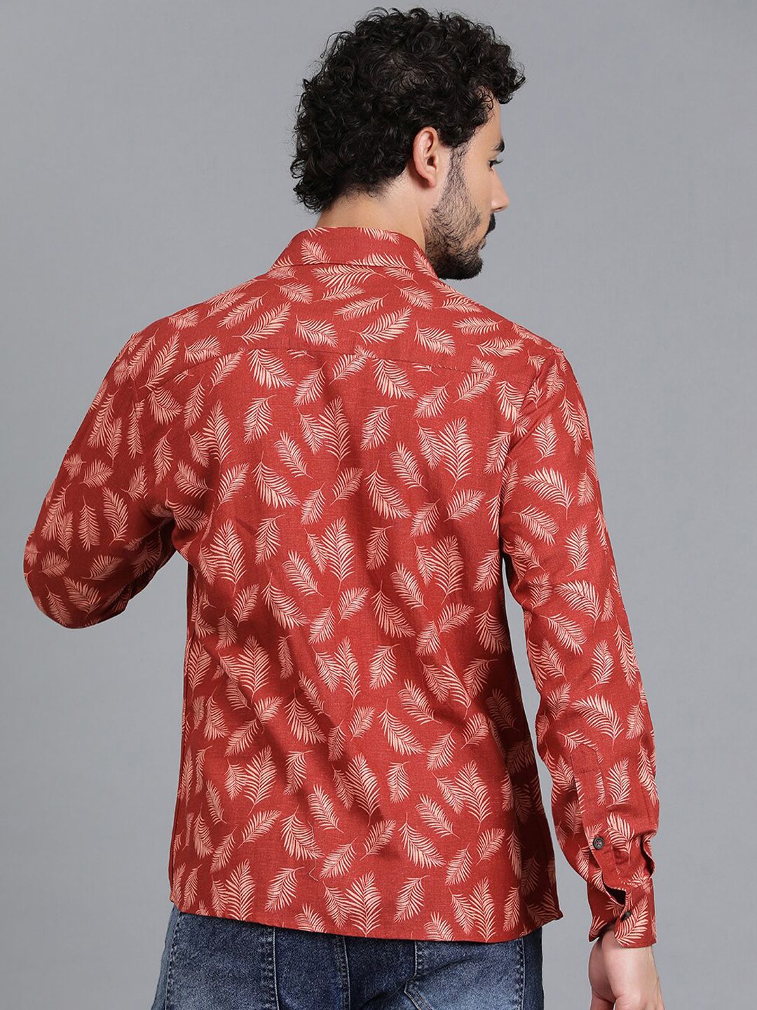 Kotty Men Spread Collar Tropical Printed Casual Shirt