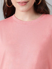 KOTTY Basics Pink Round Neck Oversized T-shirt