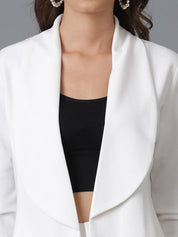 Kotty White Shawl Neck Coat With Trousers