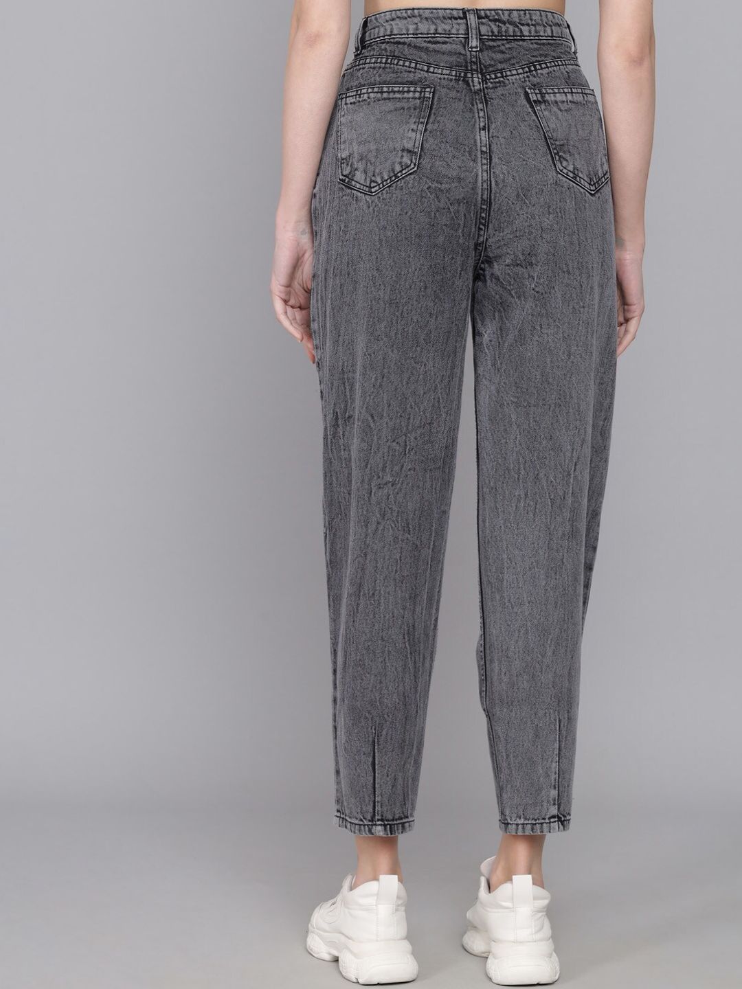 Kotty Women Grey Jean Mom-Fit High-Rise Heavy Fade Pure Cotton Jeans