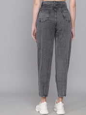 Kotty Women Grey Jean Mom-Fit High-Rise Heavy Fade Pure Cotton Jeans