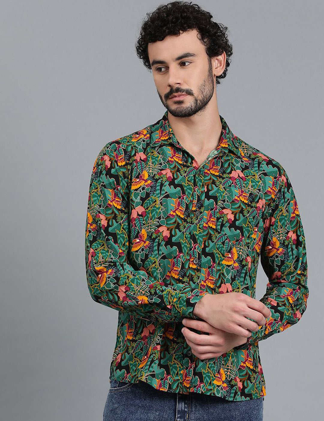 Kotty New Relaxed Fit Floral Printed Spread Collar Casual Shirt