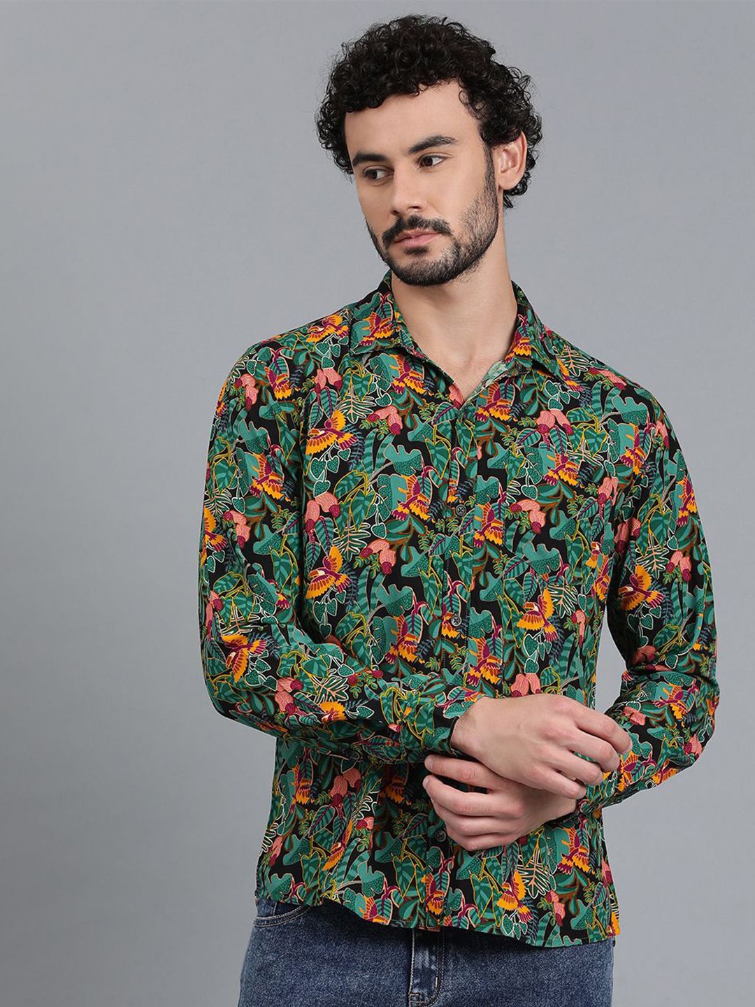 Kotty New Relaxed Fit Floral Printed Spread Collar Casual Shirt