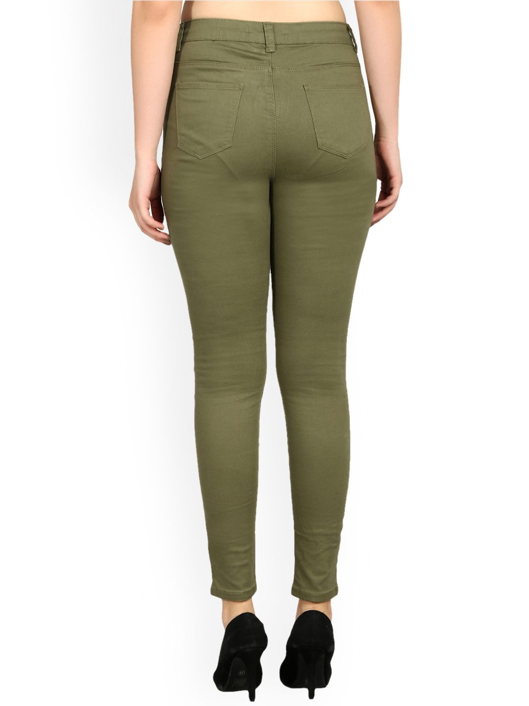 Kotty Women Olive Green Skinny Fit High-Rise Clean Look Jeans